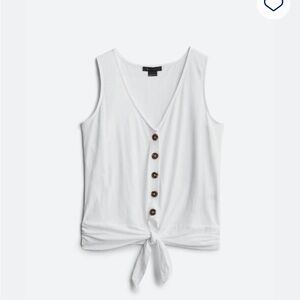Sanctuary White V-Neck Tie-Front Tank with Button Placket